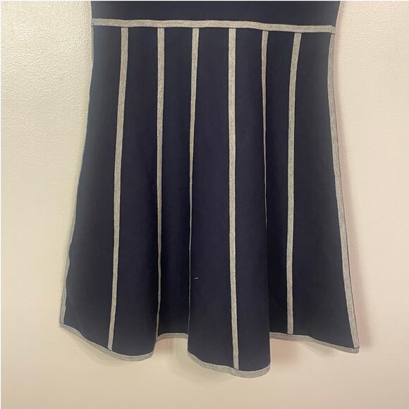 Brooks Brothers Red Fleece Navy Blue & Gray Sweater Dress Pleated Flare S Small - Picture 5 of 11